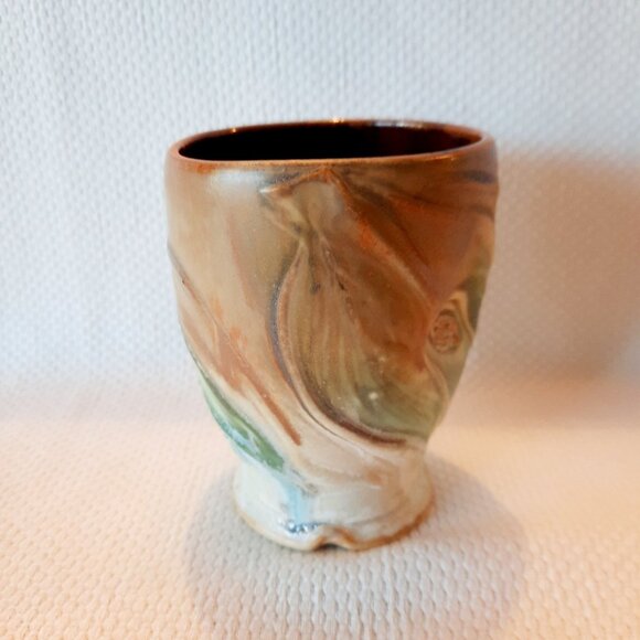 Unique Art Pottery Vase or Cup, 4 1/8" T - Picture 4 of 8